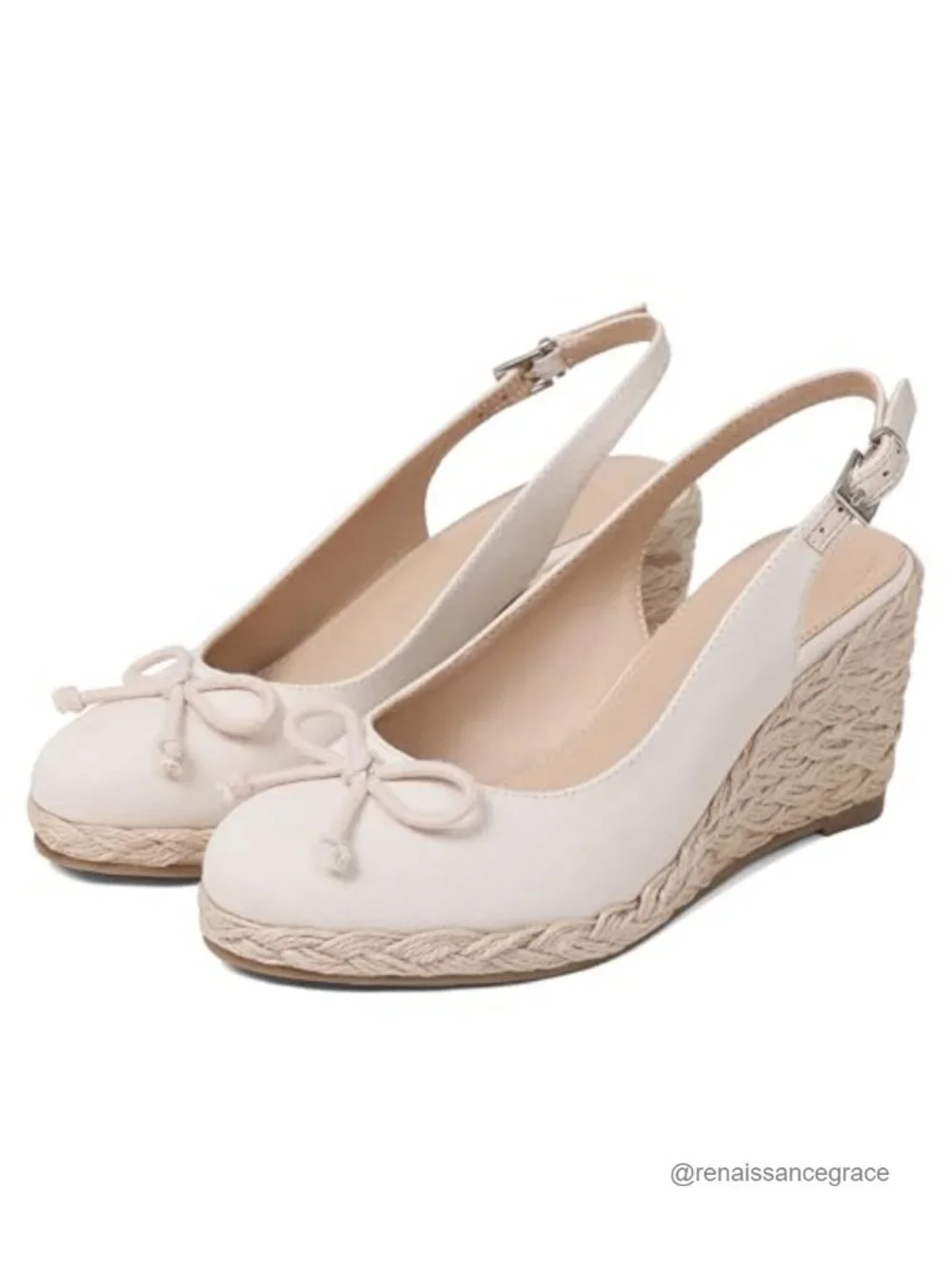 Espadrille Wedge Sandals Women Ankle Strap Closed Toe Canvas Raffia